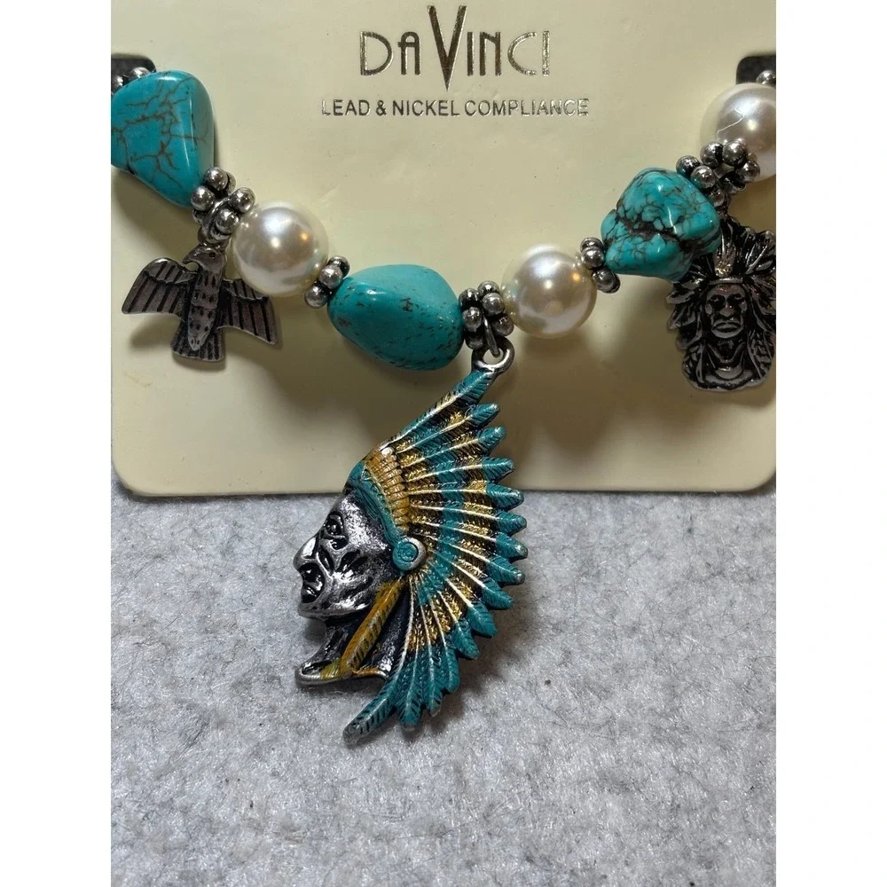 #3. Charm Stretch Native American Chief Pendant Bracelet